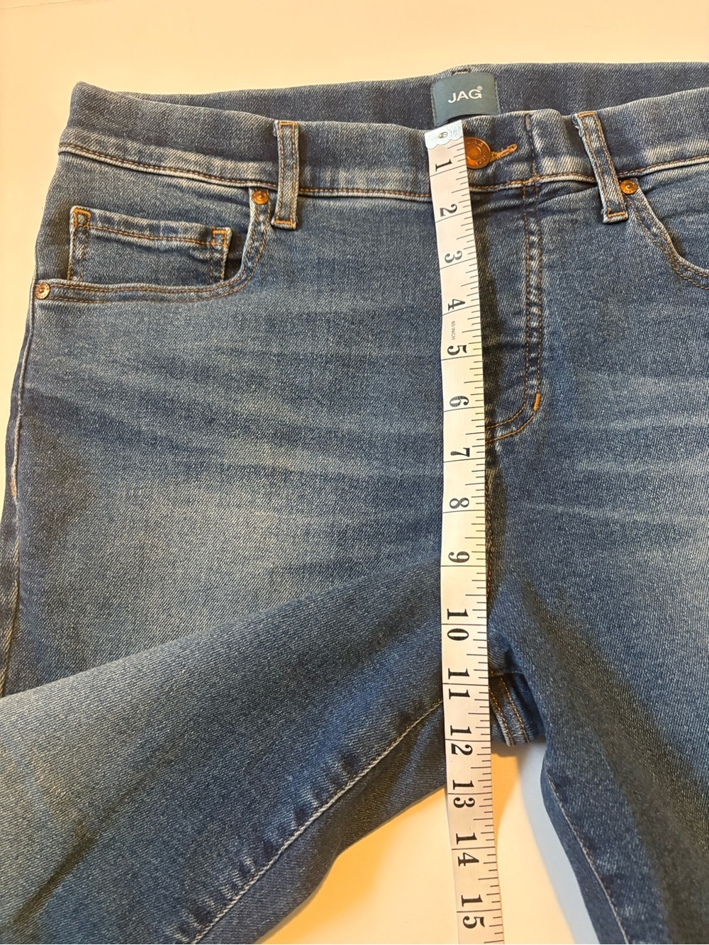Jag Jeans Valentina Straight Crop Pull On High Rise Raw Hem Blue jeans, Sz 8. - Picture 8 of 12